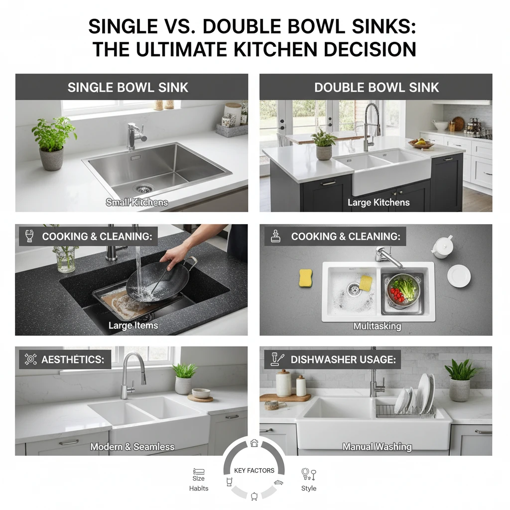 Factors to Consider When Choosing Between Single and Double Bowl Sinks