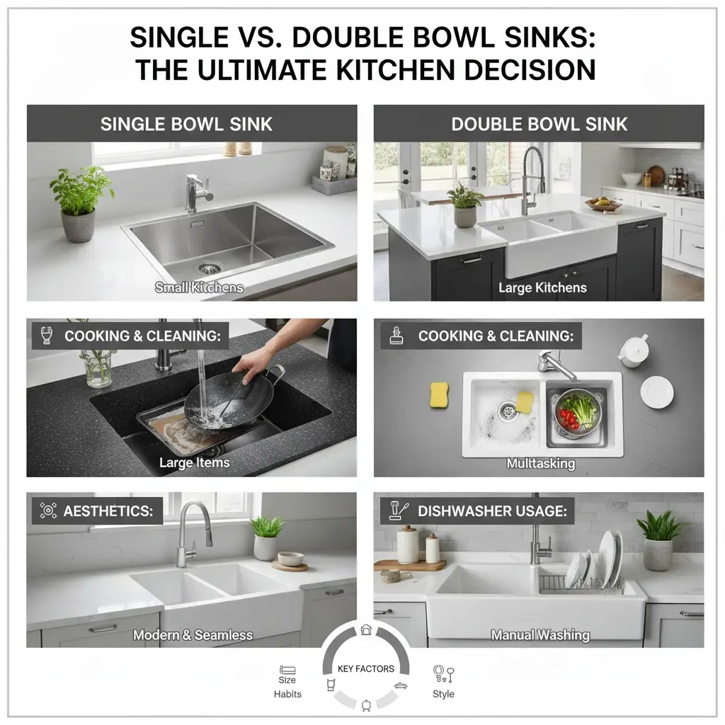 Factors to Consider When Choosing Between Single and Double Bowl Sinks