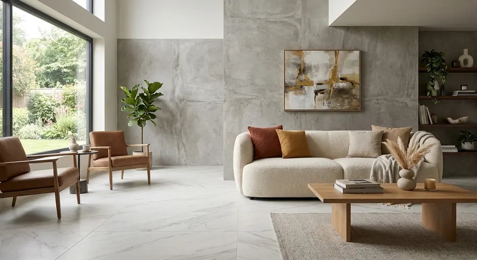 Trending Living Room Wall & Floor Tiles for Stylish Interior