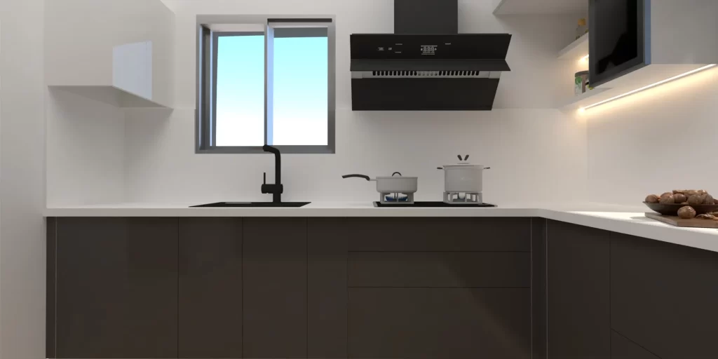 Vintage Grey and White Contemporary U - Shaped Kitchen Design